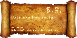 Bulicska Henrietta névjegykártya